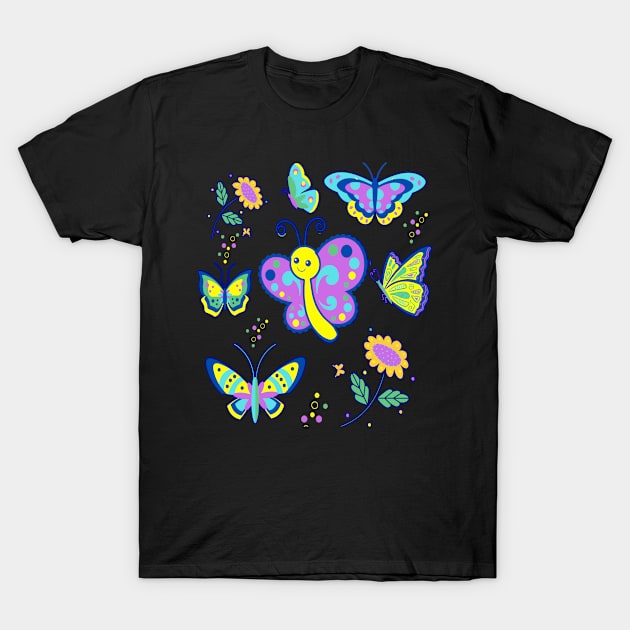 PURPLE BUTTERFLY PATTERNS DUVET COVER PHONE CASES STICKERS AND MORE | KIDS GIRLY DECOR IDEAS T-Shirt by KathyNoNoise